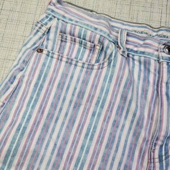 American Eagle Women’s Striped Shorts Stretch Cuffed Hem Multicolor Size 10 - Picture 2 of 6